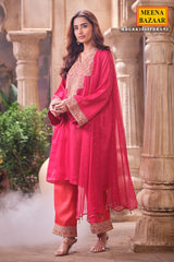 Rani Readymade Silk Shirt Set with Chiffon Dupatta