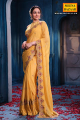 Mustard Georgette Saree Elegant Party & Festive Wear