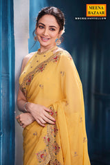 Mustard Georgette Saree Elegant Party & Festive Wear