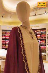Gold Kurta Set with Embroidered Pants & Dupatta