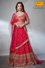 Rani-pink Zari and Sequin Lehenga
