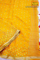 Mustard Chiffon Saree with Thread Embroidery – Elegant Festive & Party Wear Saree