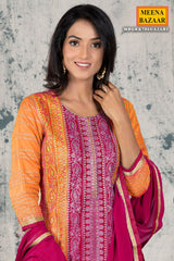 Gajari Silk Zari Embroidered Unstitched Suit