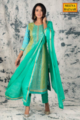 Rama Silk Zari Embroidered Unstitched Suit