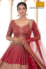 Maroon Zari & Sequin Lehenga