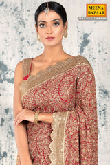 Maroon Georgette Embroidered Saree