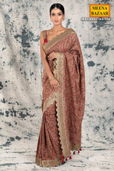 Maroon Georgette Embroidered Saree