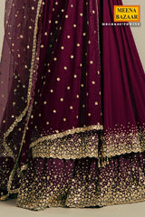 Wine Georgette Lehenga