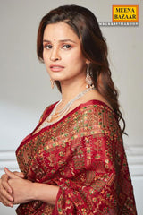 Maroon Silk Saree with Resham Embroidery
