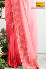 Gajari Georgette Gota Patti, Sequins, and Thread Embroidered Saree
