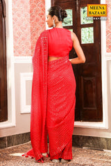 Rani Georgette Sequins Embroidered Saree