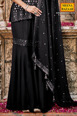 Black Georgette Embroidered Sharara ready Made Suit