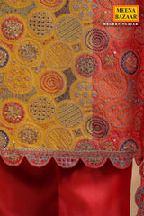 Gajari Silk Embroidered Suit Set