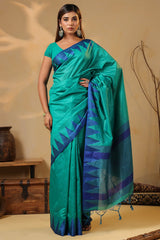 Rama Silk Handloom Border Weaving Saree Traditional Festive Wear