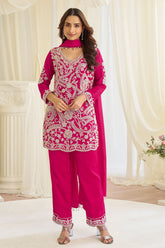 Elegant Rani Georgette Ready Made Suit with Cut Dana & Thread Work