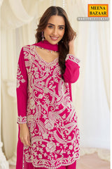 Elegant Rani Georgette Ready Made Suit with Cut Dana & Thread Work