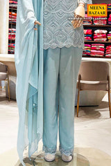 Elegant Sea Green Georgette Ready-Made Suit with Cut Dana & Thread Work