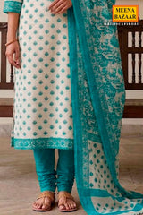 Firozi Cotton Embroidered Unstitched Suit Piece