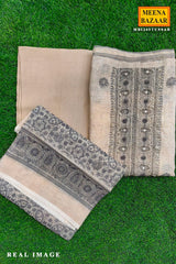 Tussar Cotton Embroidered Unstitched Suit