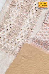 Mustard Printed Cotton Unstitched Suit with Dupatta
