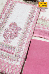 Mauve Cotton Unstitched Suit with Embroidery