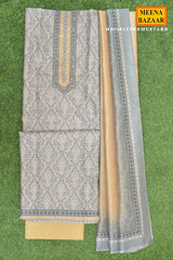 Unstiched Grey Kurta Set with Mustard Pants & Dupatta