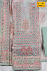 Sea Green Printed Unstitched Suit Set with Dupatta
