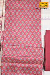 Maroon Floral Print Silk Suit Set