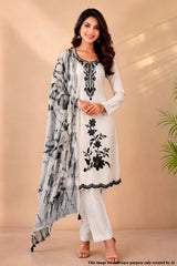 Tussar Cotton Unstitched Suit with Elegant Embroidery