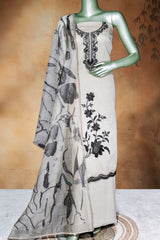 Tussar Cotton Unstitched Suit with Elegant Embroidery