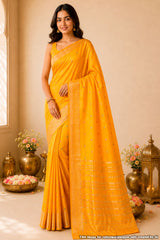 Mango Silk Zari Buti Saree