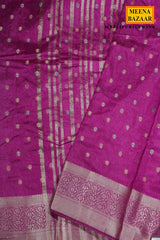 Wine Silk Zari Buti Saree