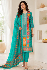 Rama Crepe Ready Made Suit with Elegant Neck Embroidery