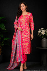 Rani Maslin Ready-Made Suit with Elegant Neck Embroidery