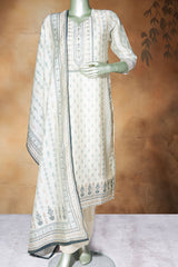 Tussar Chanderi Ready Made Suit with Elegant Neck Embroidery
