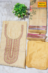 Mustard Cotton Unstitched Suit with Elegant Embroidery