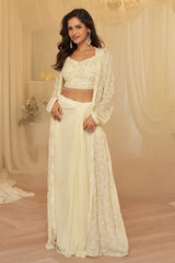 Cream Luxe Georgette Ready Made Suit