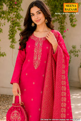 Rani Embroidered Suit Set with Dupatta