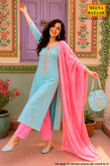Firozi Embroidered Kurta Set with Dupatta