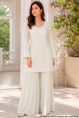 Tussar Chinon Embroidered Ready Made Suit