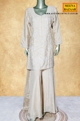 Tussar Chinon Embroidered Ready Made Suit