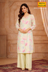 Mehandi Cotton Printed Readymade Suit