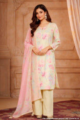 Mehandi Cotton Printed Readymade Suit