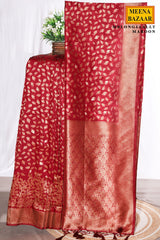 Maroon Silk Saree with Elegant Weaving Buti