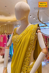 Graceful Mustard Saree With Elegant Embroidery Work