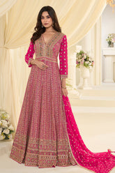 Graceful Rani Georgette Anarkali with Elegant Embroidery