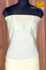 Mango Cotton Unstitched Suit with Neck Embroidery