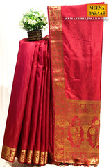 Mayuri Maroon Silk Weaving Saree – Traditional Edit