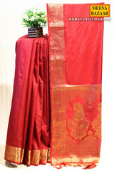 Maroon Silk Weaving Saree