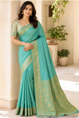 Mayuri Sea Green Silk Weaving Saree